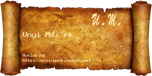 Unyi Márk névjegykártya